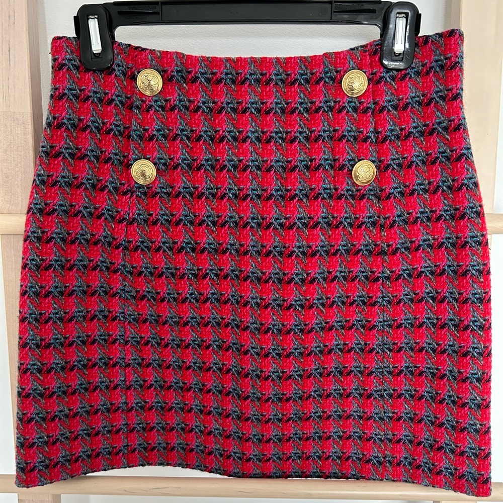 Sandro Red and Black Mini Skirt